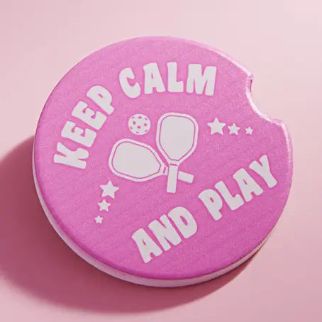Ceramic Coaster- Pink Keep Calm & Play