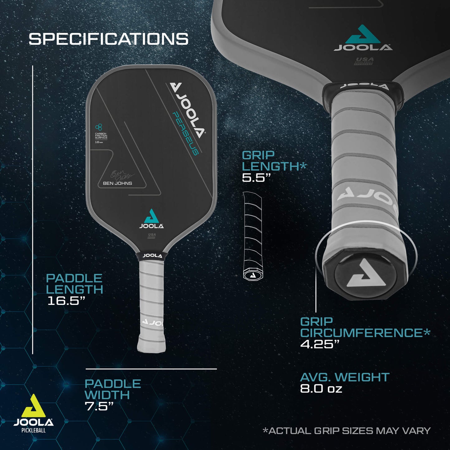 Joola Ben Johns Perseus CFS 16 Pickleball Paddle