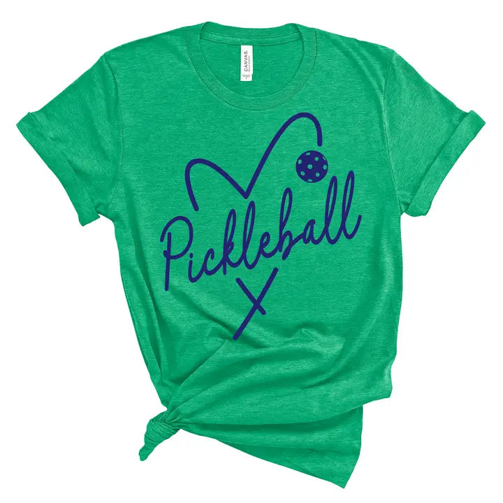 Green Graphic Tee- Pickleball Heart
