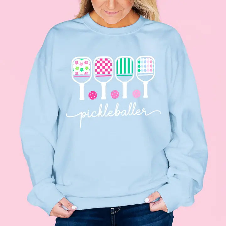 Light Blue Sweatshirt- Pickleballer