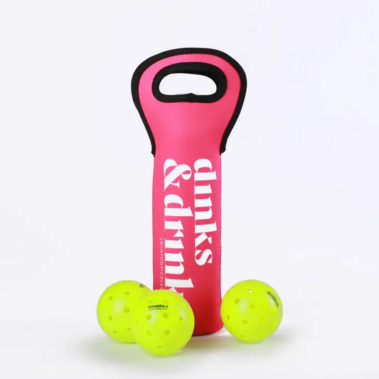 3 Pickleballs in a Wine Bag - Pink: Dinks & Drinks