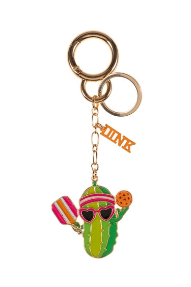 Keychain- Pickle Playing Pickleball with a Dink Charm