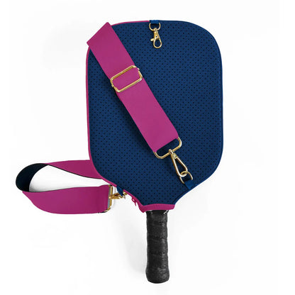 Pickleball Paddle Cover with Strap, Storage & Clip- Navy & Hot Pink