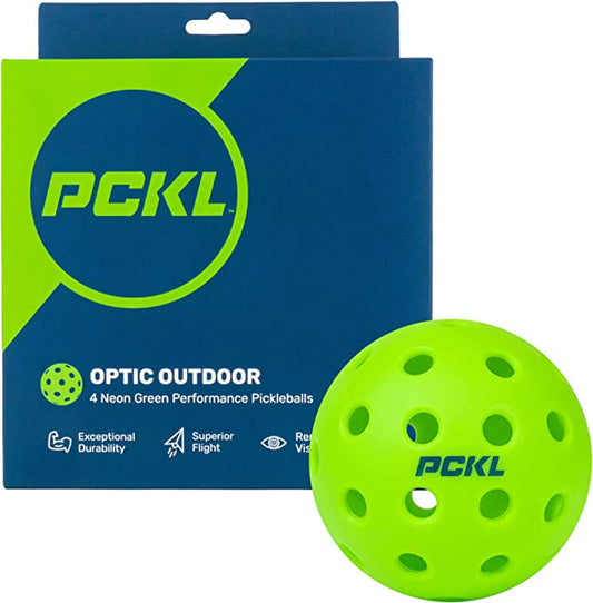 PCKL Optic Green Outdoor Pickleballs (4 pack)