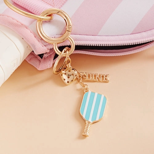 Keychain- Pickleball Paddle with Dink & Heart Charms