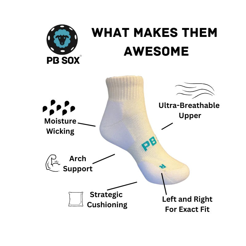 White - PB Sox Pickleball Socks
