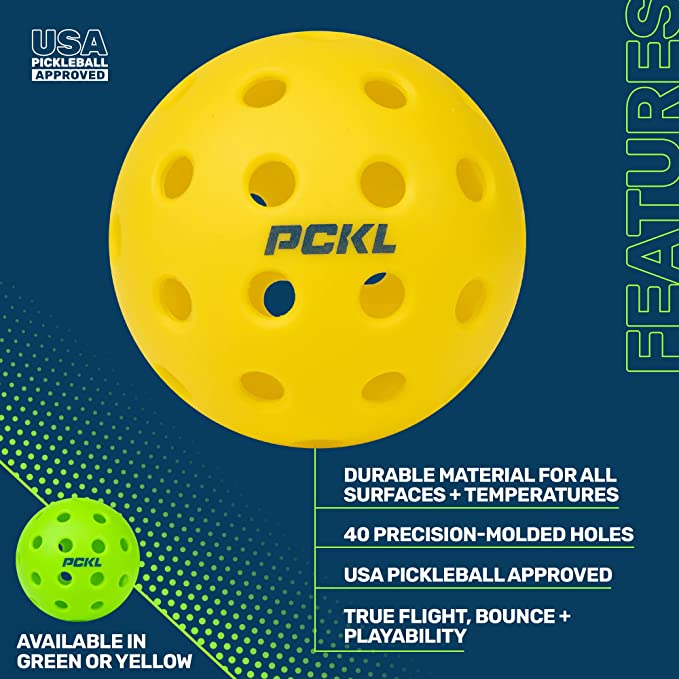 PCKL Optic Yellow Outdoor Pickleballs (4 pack)