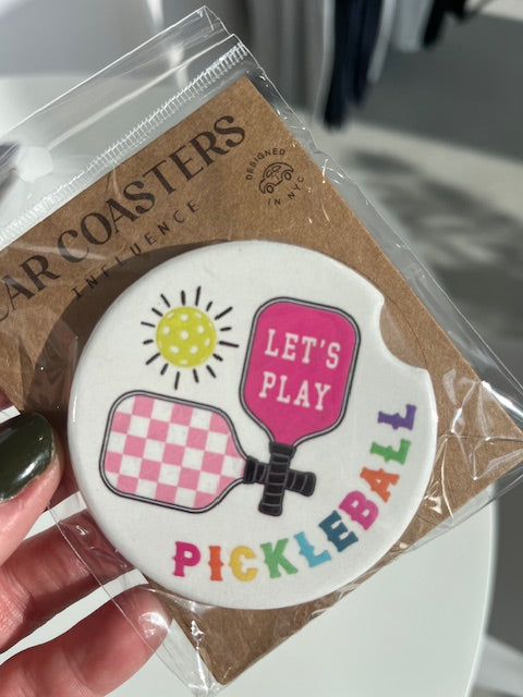Ceramic Coaster- Let's Play Pickleball