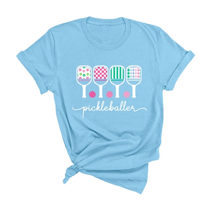 Ocean Blue Graphic Tee- Pickleballer w/ Paddles