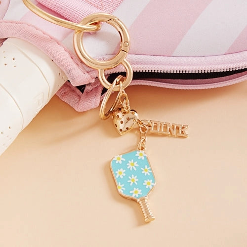 Keychain- Pickleball Paddle with Dink & Heart Charms