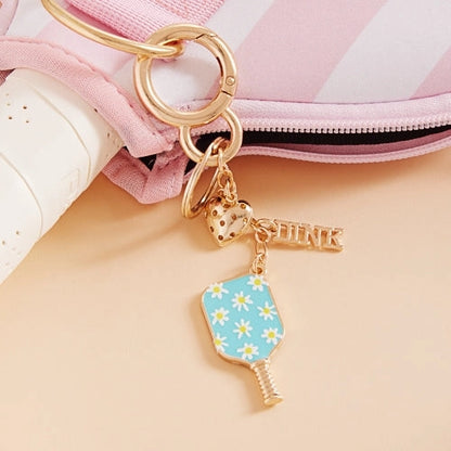 Keychain- Pickleball Paddle with Dink & Heart Charms