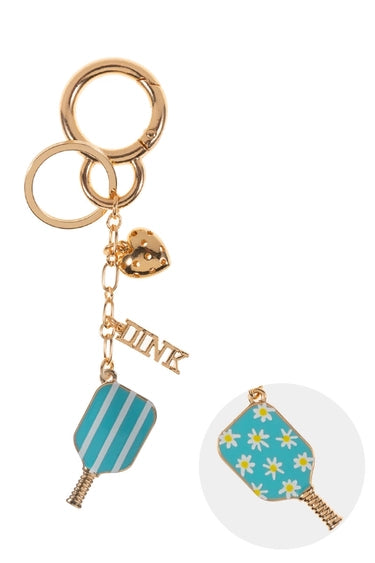 Keychain- Pickleball Paddle with Dink & Heart Charms