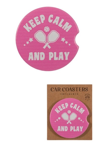 Ceramic Coaster- Pink Keep Calm & Play