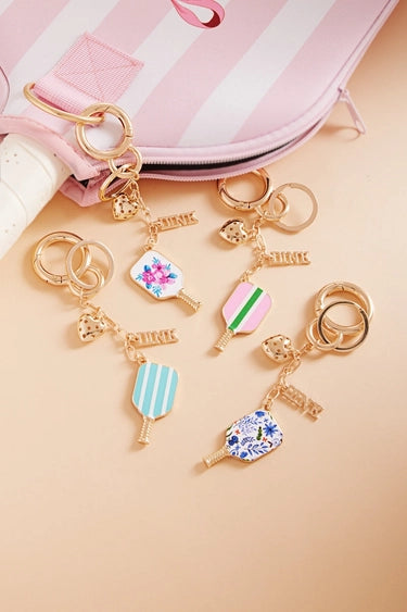 Keychain- Pickleball Paddle with Dink & Heart Charms