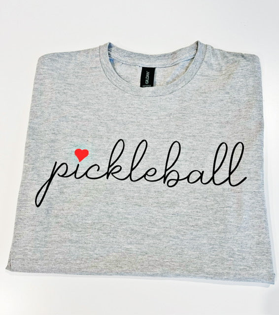 Gray Graphic Tee- Heart Pickleball