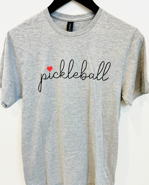 Gray Graphic Tee- Heart Pickleball